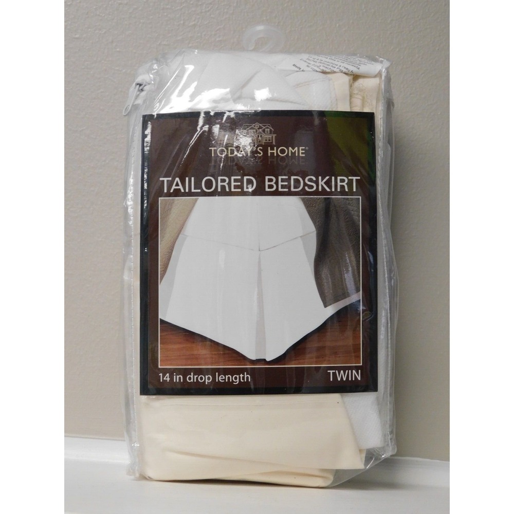 Todays Home Tailored Bed Skirt - 14" Drop Dust Ruffle Twin - Off White‎  39x75